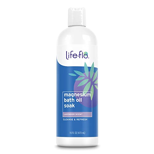 Life-flo Magnesium Bath Oil Soak | Мощен хлорид магнезий Успокоява и Отпуска мускулите и ставите | 16 унции (Лавандула)