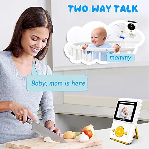 Видеоняня с камера и аудио, следи бебето без Wi-Fi с 2,4-инчов LCD екран, Цветен нощен Визьор, Двупосочен аудиовызов, VOX, диапазон на 960 метра, на Стайна температура, 2-кратн?