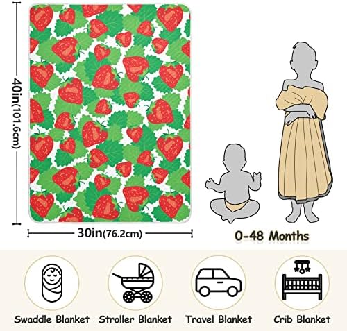 Апликации ягоди Бебешки Одеала за момчета, Супер Меки Топли Завивки за деца за Момичета, Леко Одеало за детско креватче, Одеало