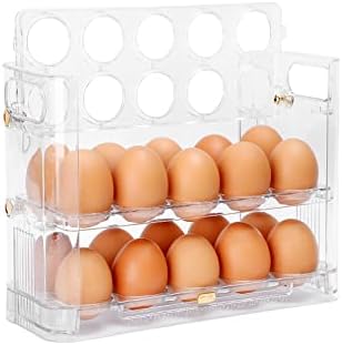 Организаторите Титуляр за яйца с Голям Капацитет за Хладилник, 3-Слойный Контейнер за съхранение на яйца, 30 гр за Вратите