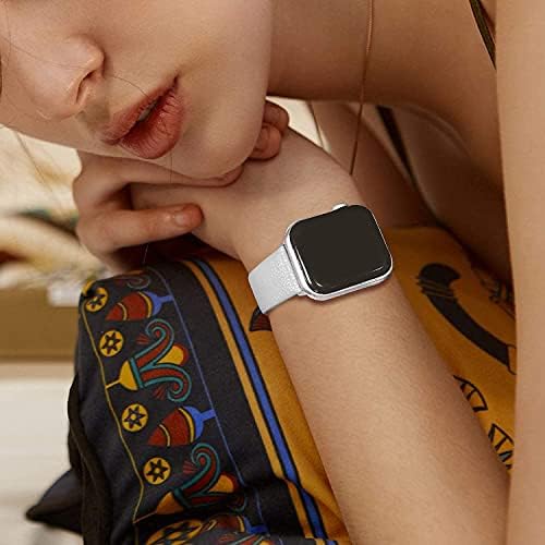 Съвместим с Fullmosa Кожена каишка за Apple Watch 42 мм 44 мм 45 мм Бял цвят и е Съвместим Актуализиран каишка за Apple Watch