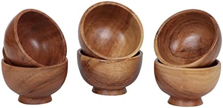 LAVAUX DESIGNS Комплект от 3 малки купички от дърво Акация 4 ет. унция | 3,25 * 2 инча | дървени кухненски чаша ръчна изработка