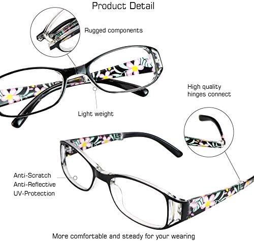 VisionGlobal 3 Чифта Очила за четене, Сгъваеми ридеры с лещи, блокиране на синя светлина, Компактни Сгъваеми слънчеви Очила за жени, за носене за четене в комплект (черни, у