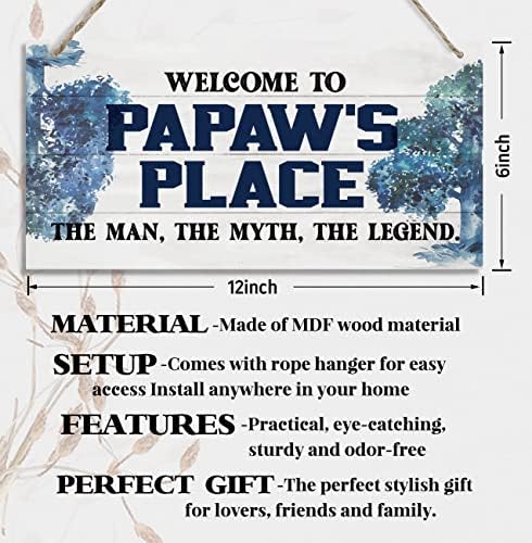 Ретро Знак на Добре дошли в Papaw's Place с участието на Човек, Мит, Легенда, Дървен Декор, Подвесная Дървена Табела с Принтом,
