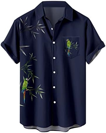 Извънгабаритни Мъжки Хавайски Ризи Ежедневни Ризи с Копчета и Къс ръкав Принтом на Кокосовата Палма, Плажен Топ, Блуза