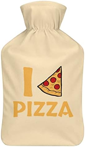 I Love Pizza Пакет за топла вода с капак Топли Гумени Бутилка за Инжектиране в леглото при Менструални болки и Спазми 1 Литър