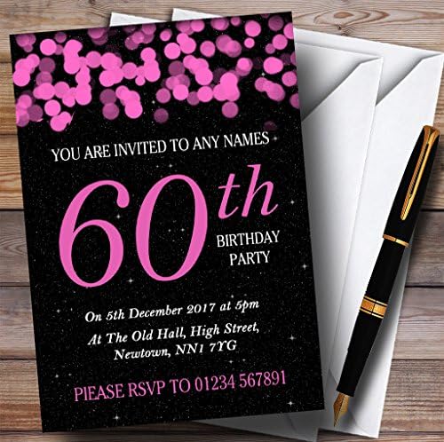 Персонални Покани на парти в чест на 60-годишнината от Пинк Bokeh & Stars