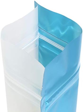 QQ Студийная опаковка от 100 Прозрачни предните матов сини найлонови торбички, закрывающихся (0,8 грама (3 x 5), син калъф-стойка)