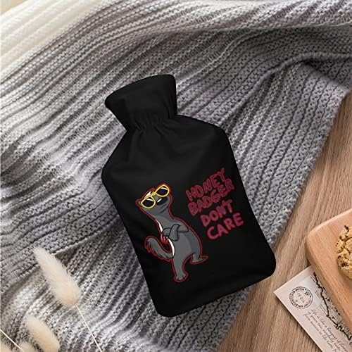 Honey-Badger Don T Care топла вода bag Ластик за Инжекции с Топло Плюшен Калъф за Легла При Менструални Болки и Спазми 1 Литър