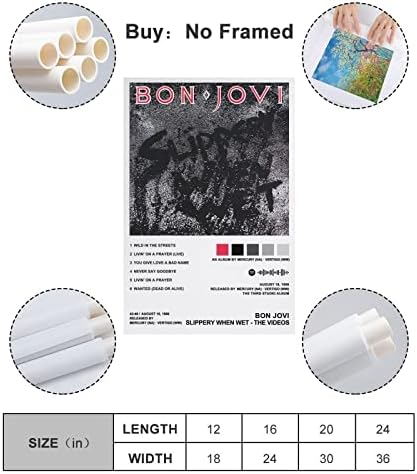 BMXRX Bon Jovi - Хлъзгави, Когато са мокри Плакати върху Платно, монтиран на стената Артистичен Декор, Украса на Стаята, Спални, Без рамка-style12x18 инча (30x45 см)