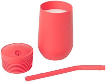 тренировочная система ez pz Happy Cup + Straw - Силикон тренировочная чаша за деца и предучилищна възраст - Разработена от специалист педиатър хранене - 24 месеца+ (корал)