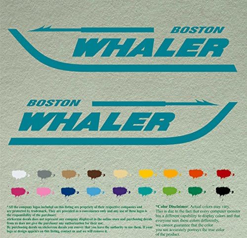 Двойката Съвместими и Взаимозаменяеми стикери Boston Whaler, Стикери Комплект от 2 Стаи Извънбордови двигатели (18 X 3,75, червен 031)