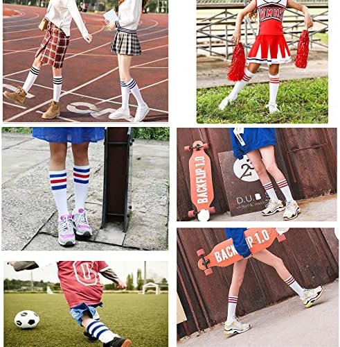 Футболни Чорапи за деца Henwarry Kids в Класическа Лента, Меки Памучни Чорапи-Тръби До Прасците за Момчета и Момичета