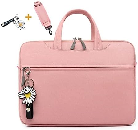 JIESEING Женствена чанта за лаптоп, чанта за лаптоп, мъжка чанта на рамото, декорации за чанти Пратеник (Розов цвят, размер: 15,4-15,6 инча)