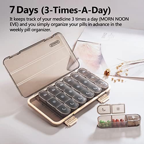 Калъф-органайзер за хапчета ZORVIDSON, Кутия за хапчета, не съдържаща бисфенолаА (за 7 дни), 3 пъти на ден, сутрин / следобед