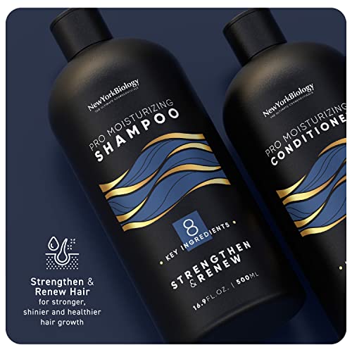 Набор от овлажняващи шампоани и балсами New York Biology Pro 16,9 унция – Шампоан без сулфати за боядисана коса и суха Изтощена