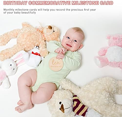 NUOBESTY Baby Blocks Карти с камъни по месец на Раждане на Детето Карта със забележителностите на събития от живота на Новороденото Картички с номера на месеца на раждане на