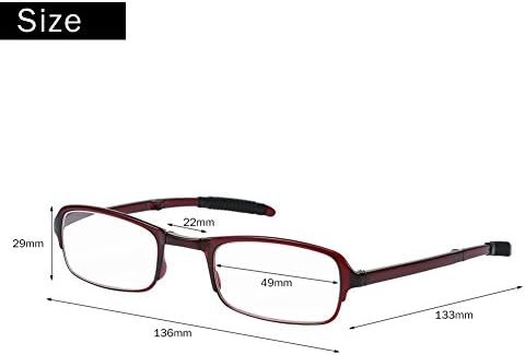 Очила за четене, мъжки и женски 1.0/1.5/2.0/2.5/3.0/3.5/4.0 Джобно лесно складное стъкло за четене при далекогледство (2,5-червен)
