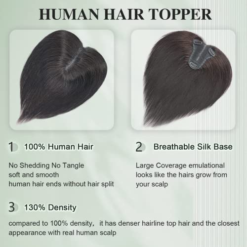 Топперы за коса WIGENIUS за жени, Топперы за коса от истински човешки коси без Бретон, с фиби за коса 120% плътност, за жени с Редеющими коса, косопад, суха и скучна косата (1