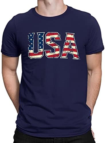 Мъжки t-shirt MIASHUI и риза на райета, мъжки обикновена риза Ден на независимостта