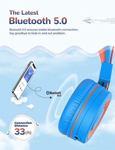 Детски слушалки iClever BTH02, Детски Безжични Слушалки с микрофон, Време на възпроизвеждане 22 часа, Bluetooth 5.0 и Стереозвук,