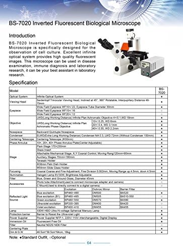 Трехкулярный на съставния микроскоп с един обърнат neposredstvenno флуоресценцией BestScope BS-7020, окуляры WF10x, обективи