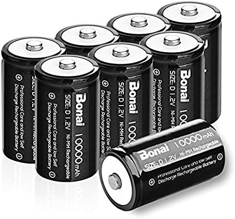 Акумулаторни батерии BONAI D 10 000 mah 1,2 В Ni-MH с голям капацитет С висока производителност на Батерията размер D Акумулаторни батерии d Cell голям капацитет (8 опаковки)