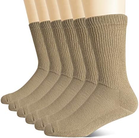 + MD, Не свързващи Диабет чорапи за мъже и Жени - 6 Чифта Медицински чорапи за циркулацията на кръвта подметка Кафяв цвят 9-11
