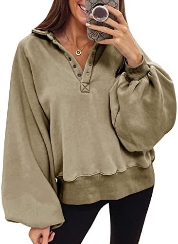 Модерен Кралица Hoody за Жени Есен облекло 2022 бутона спад на рамото фенер ръкав на пуловер Качулки модерен екипировки Y2K