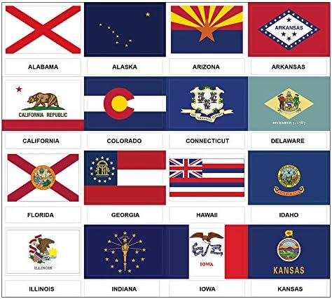 Стикери със знамената на сащ и на териториите на САЩ и американската символика Creanoso (2 комплекта) - 8 листа – Забавна Образователна Декоративна Стикер–винетка за мъ