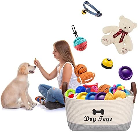 Brabtod Голяма памучен кошница за съхранение на играчки за кучета, от 16.5 x 10,6x 7,5 кош за играчки за малки кученца, кошница за кученца,