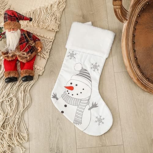19,2*8,66 инча Бели Коледни Чорапи С Пингвин, Снеговиком, лисици ръка, Мечка, Четири Подарък Пакет, Декорации за Коледната