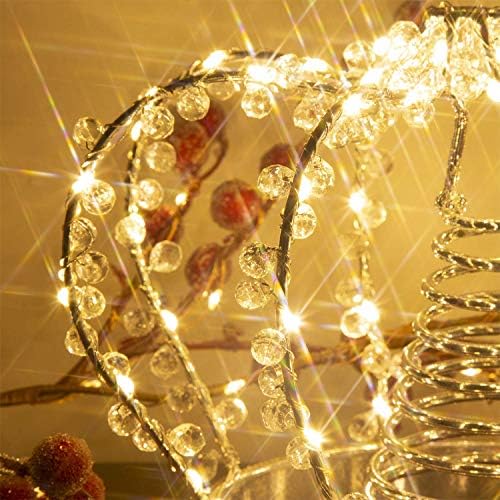 PEIDUO Коледно Украсена със Скъпоценни Камъни Корона Коледа Topper Адаптер Plug с 60 Топли Бели Светлини Led Лампа Коледа Topper