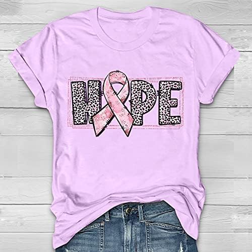 Розовата Лента за Информираността за рака на гърдата, Потници, Дамски тениски С принтом, през Цялата Деколте, Къс Ръкав, Просто