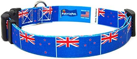 Нашийник за кучета Нова Зеландия | Флаг Нова Зеландия | Быстросъемная обтегач | Произведено в Ню Джърси, САЩ | за малки кучета