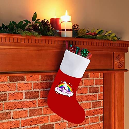 Rainbow Unicorn Отиде Си Нахуй Коледни Чорапи, Червено Кадифе, с Бял Пакет шоколадови Бонбони, Коледни Украси и Аксесоари за вашето семейно