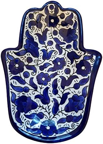 Декоративна Купа Хамсия от арменската Бяло-синя керамика за защита на
