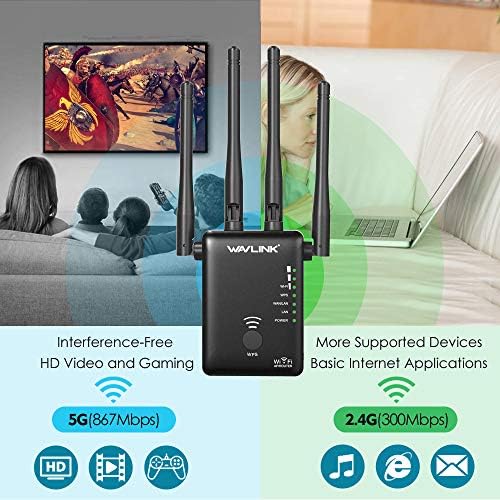 Удължител обхвата на Wi-Fi WAVLINK AC1200, двойна лента безжичен рутер 5G + 2.4 G със скорост до 1200 Mbit/s/ap/Repeater, Усилвател на сигнала на Wi-Fi, 3 в 1, без мъртви зони Wi-Fi за работа от дом?