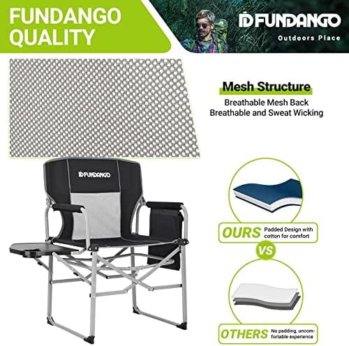 Голям стол FUNDANGO 2 Pack за къмпинг на моравата, пикник и Риболов, 32,6 D x 36,2W x 39,3H, черен-2 опаковки