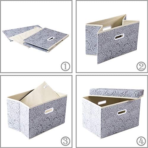 PRANDOM Големи Сгъваеми Кубчета за Съхранение с Капак, Тъканни Декоративни Кутии За Съхранение, Кутии, опаковки-Организаторите, Кошници с