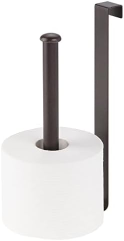 mDesign Метална жица Над Казанче, държач за тоалетна хартия, Опаковка и резерв за съхранение в банята - Висящи, да се настанят 2 ролка - Матово Черен