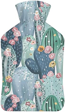 Красиви Пастелни Реколта Кактуси Чанта за Инжектиране на Вода с Капак 1000 мл Топла Топла Бутилка за Мъже и Жени