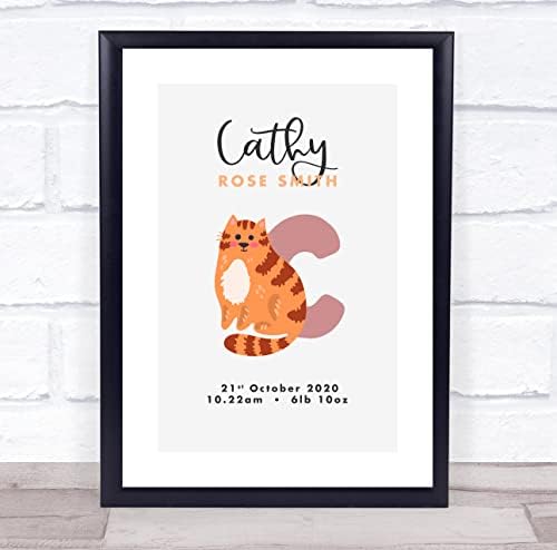 Подробности за Раждането на Ново Бебе При Кръщението В детската градина Initial C Cat Подарък Принт На паметта