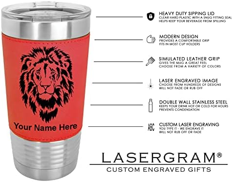 Чаша LaserGram с вакуумна изолация обем 20 грама, Hecho en Hidalgo, С Индивидуален Надпис В Пакет (Изкуствена кожа, червен)