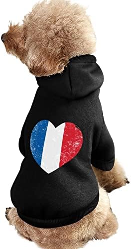Франция е Сърцето на Ретро Флаг Дрехи за Кучета Зимни Блузи за Домашни Любимци Меки и Топли Блузи за Малки до Средни Кучета
