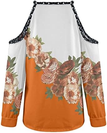 NOKMOPO / Дамски Рокли-Ризи, Модни и Ежедневни Темпераментен Тениска С кръгло деколте и открити Рамене в цвят С Дълъг Ръкав