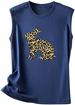 Женска тениска с Хубав Модел на Заек, на Майк с кръгло деколте и Леопардовым Принтом, Ежедневни Летни Ризи Без Ръкави, Топ