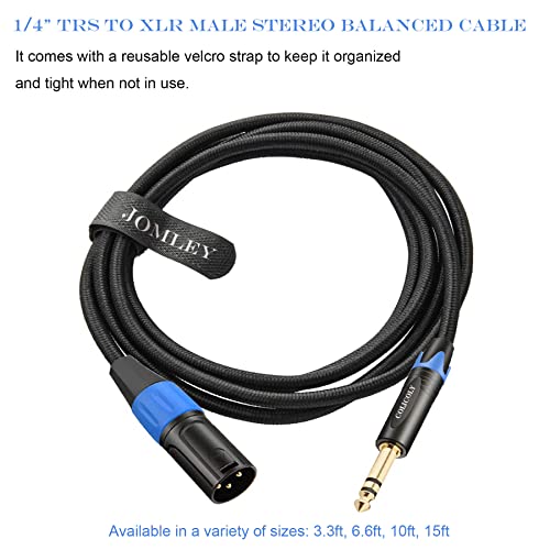 Кабел JOMLEY 1/4-XLR, Стереобалансный кабел 1/4 TRS-XLR, кабел за Свързване TRS-XLR 6,35 мм, найлон плитка, 3-пинов Свързващ кабел,