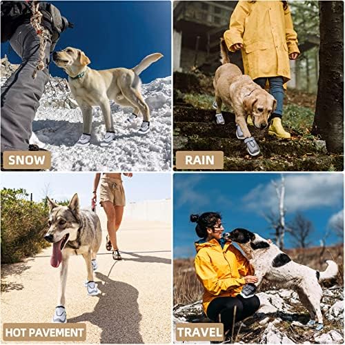 Hcpet/ Обувки за кучета; Дишащи Обувки за куче в Горещ Асфалт; Топлоустойчив Обувки за кучета със Светлоотразителни джапанки; Външни Защитни