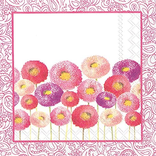 3-Слойна Хартиени Салфетки за коктейли Celebrate the Home с цветен модел, Pretty Bellis Pink, 20 броя